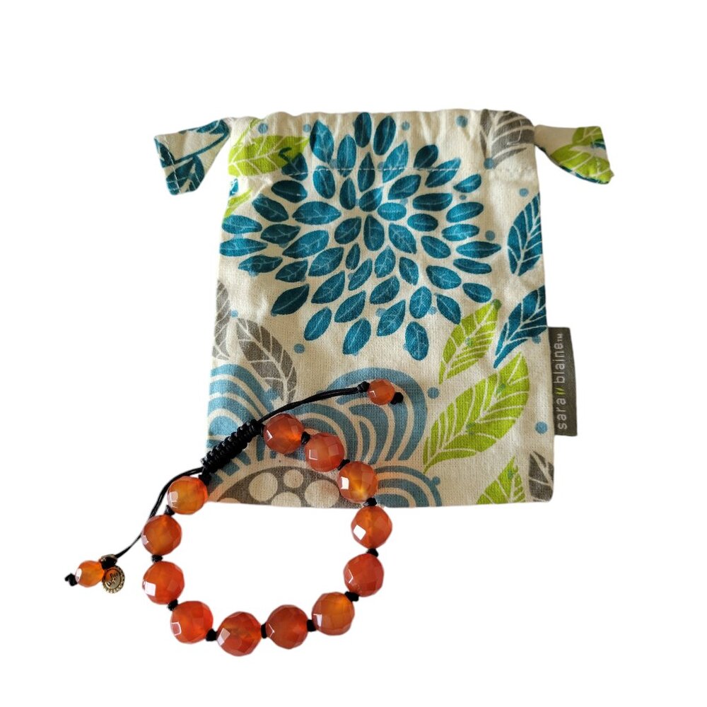 Sara Blaine Orange Beaded Bracelet Adjustable with Pouch